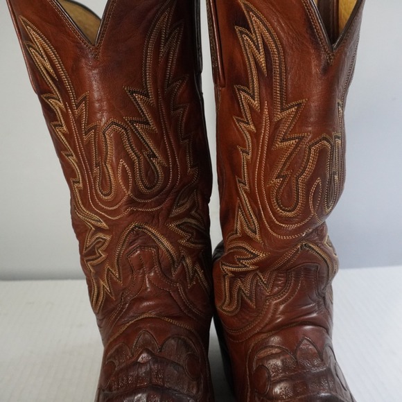 Lucchese N159954 Caiman Inlay 1883 Snip Toe Cowboy Boots Mens Western Style 10D - Picture 5 of 14